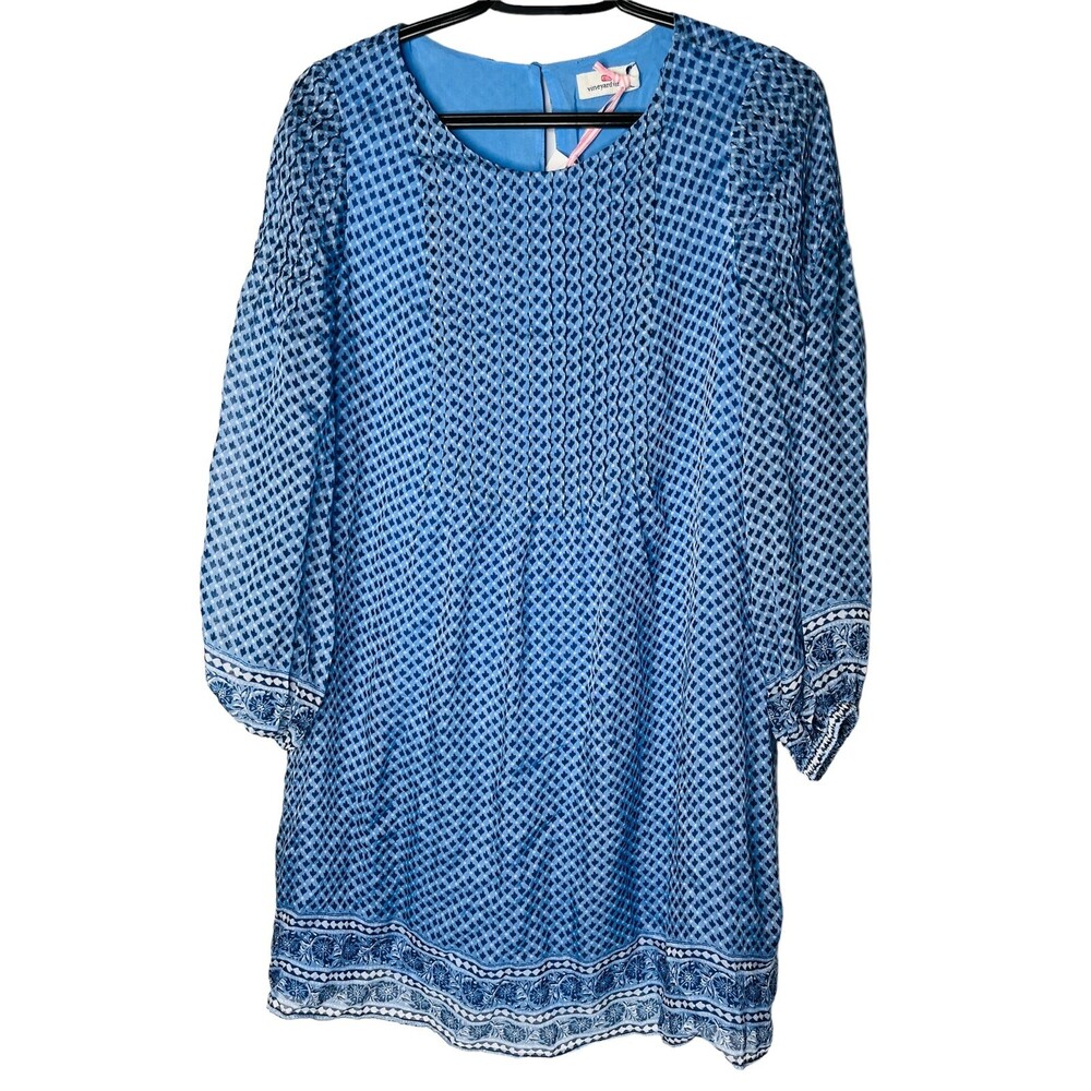 Vineyard Vines NWT XXS Printed Pintuck Swing Dress Sleeves Beautiful $178